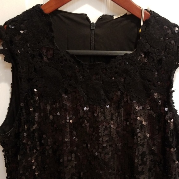 Black Sequin and Lace Petra Party Cocktail Dress - Picture 2 of 6